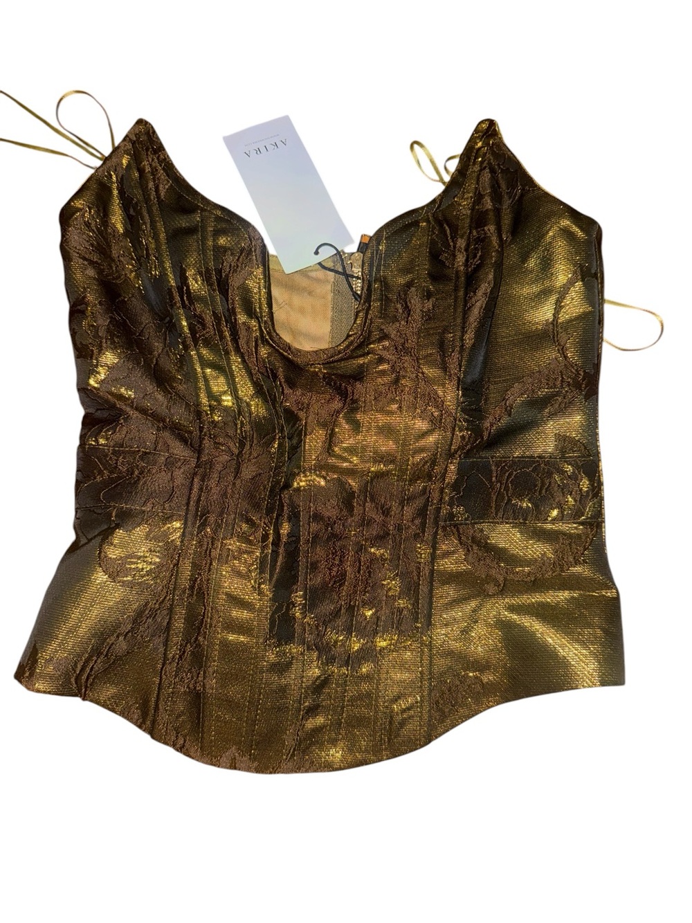 AKIRA Metallic Bronze Corset Top